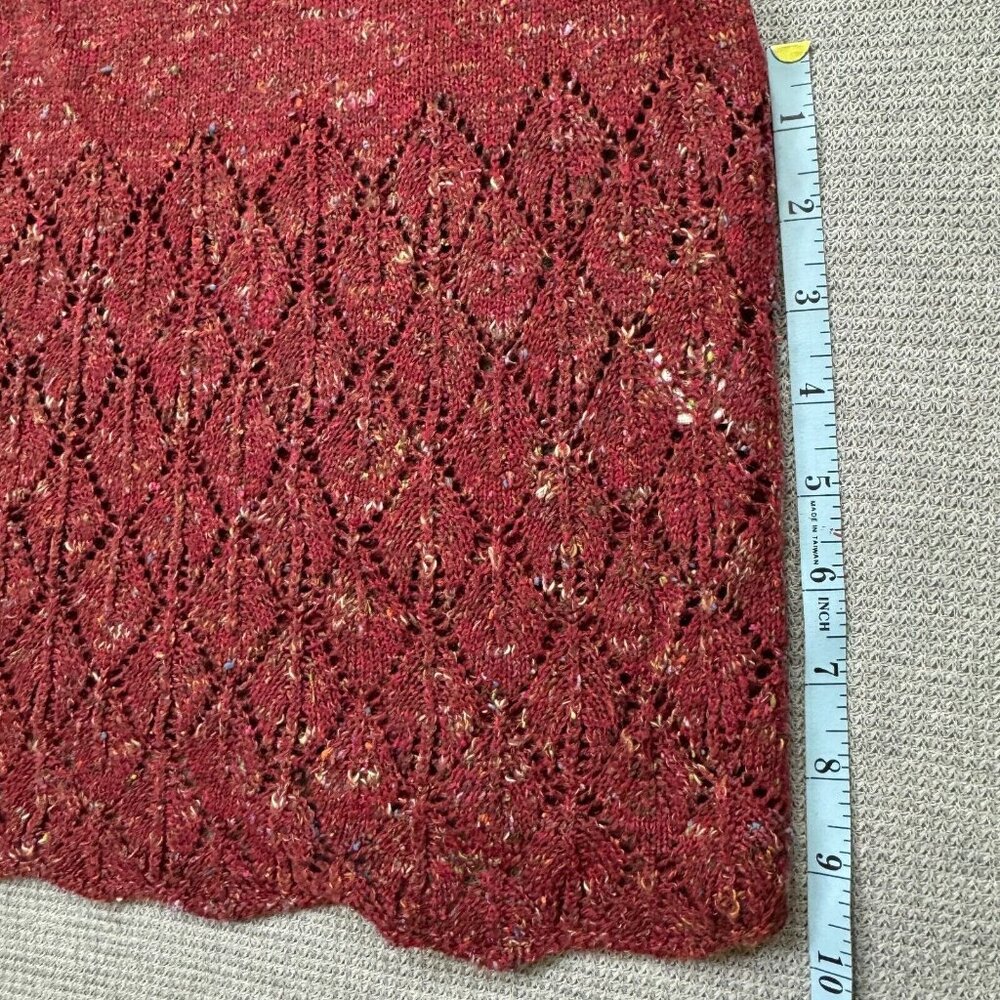 CJ Banks Cardigan Sweater Womens Sz 1X Rust Burgundy One Button 3/4 Sleeve Lace - Picture 7 of 16